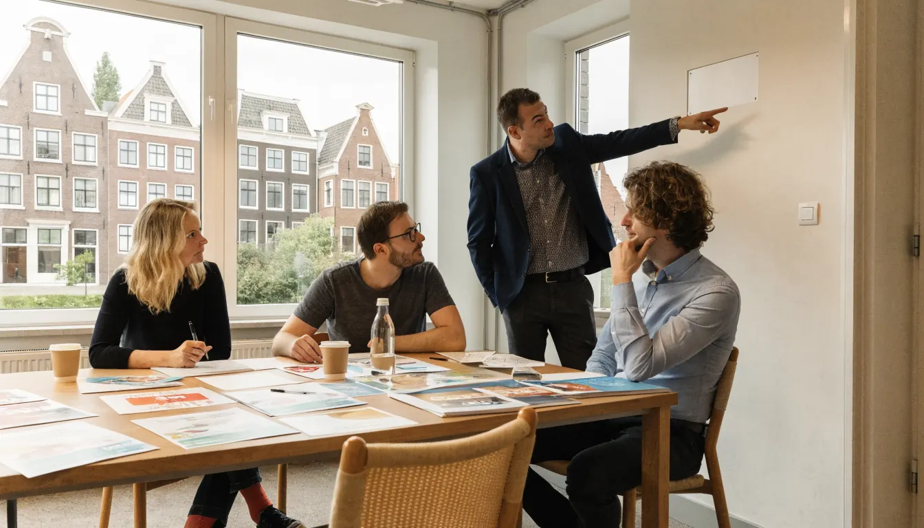 Marketingteam bespreekt veiligheid zonder licentiebadge